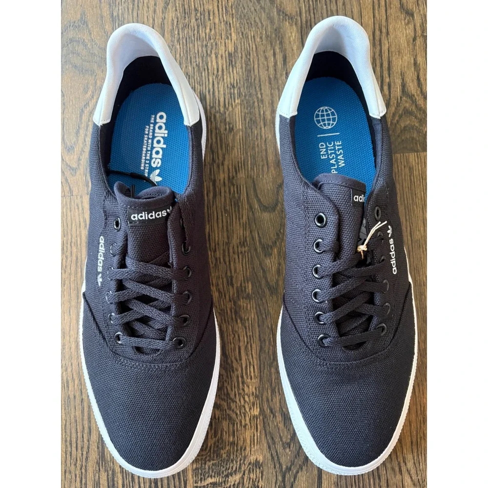 Adidas 3MC Core Black White Canvas Skate Shoes B22706 Mens 13 Womens 14